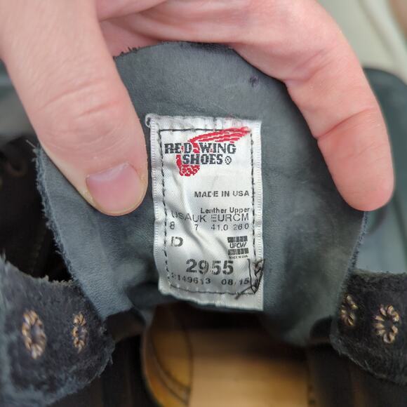 Red Wing 2955 Blacksmith Spitfire Boots Heritage Black Men's 8D Rough-out Wax - Picture 8 of 8